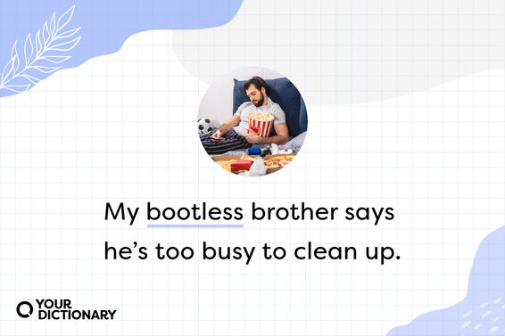 Man asleep in a messy room as example of Bootless