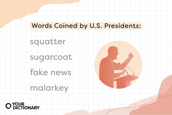 President Silhouette Giving Speech With Words Coined by U.S. Presidents